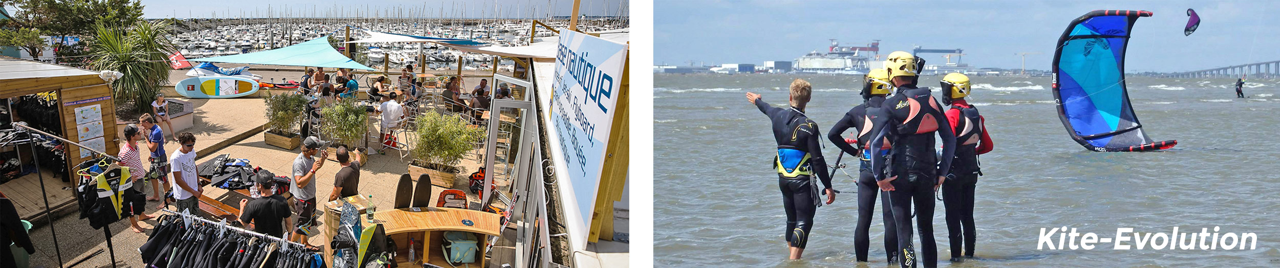 Base nautique GlissEvolution avec école de kitesurf Kite-Evolution à Pornichet