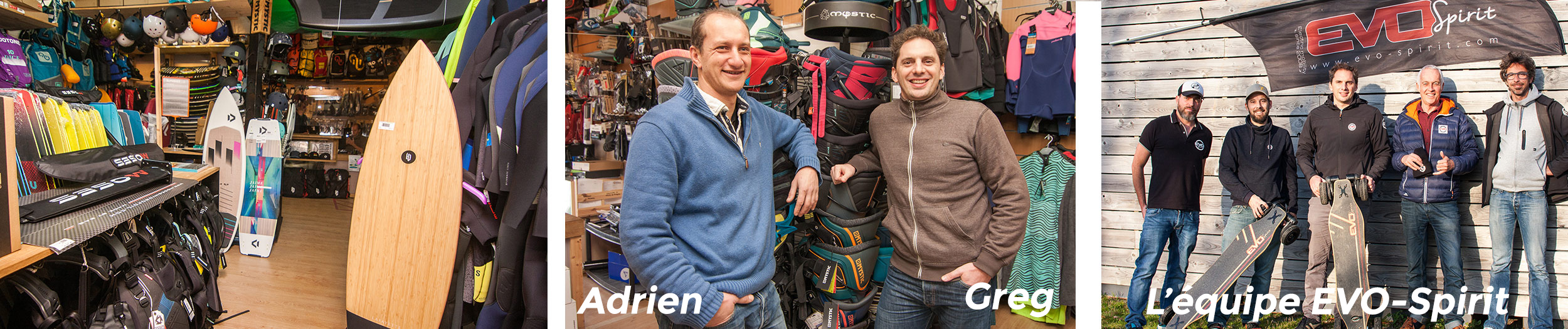 Magasin GlissEvolution à Pornichet en 2017, espace kite, foil et mobilité électrique